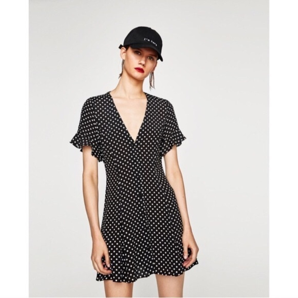 Zara polka dot button down mini dress
